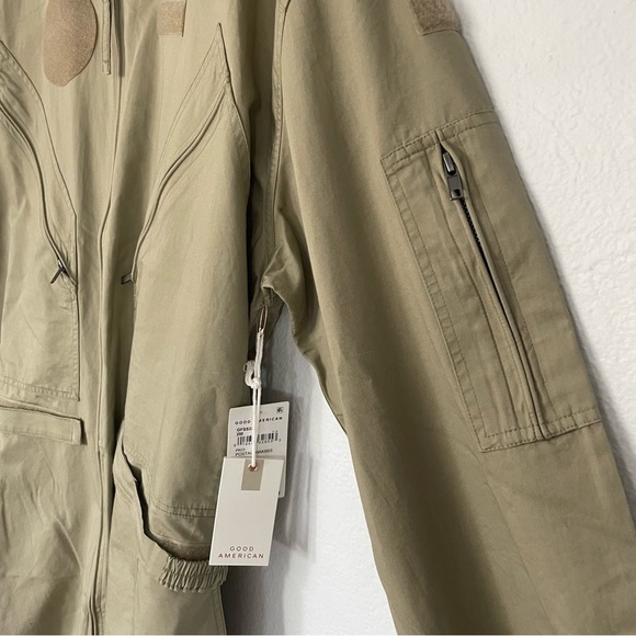 GOOD AMERICAN Womens Flight Suit Romper Size 5 Postal Khaki - Picture 13 of 15
